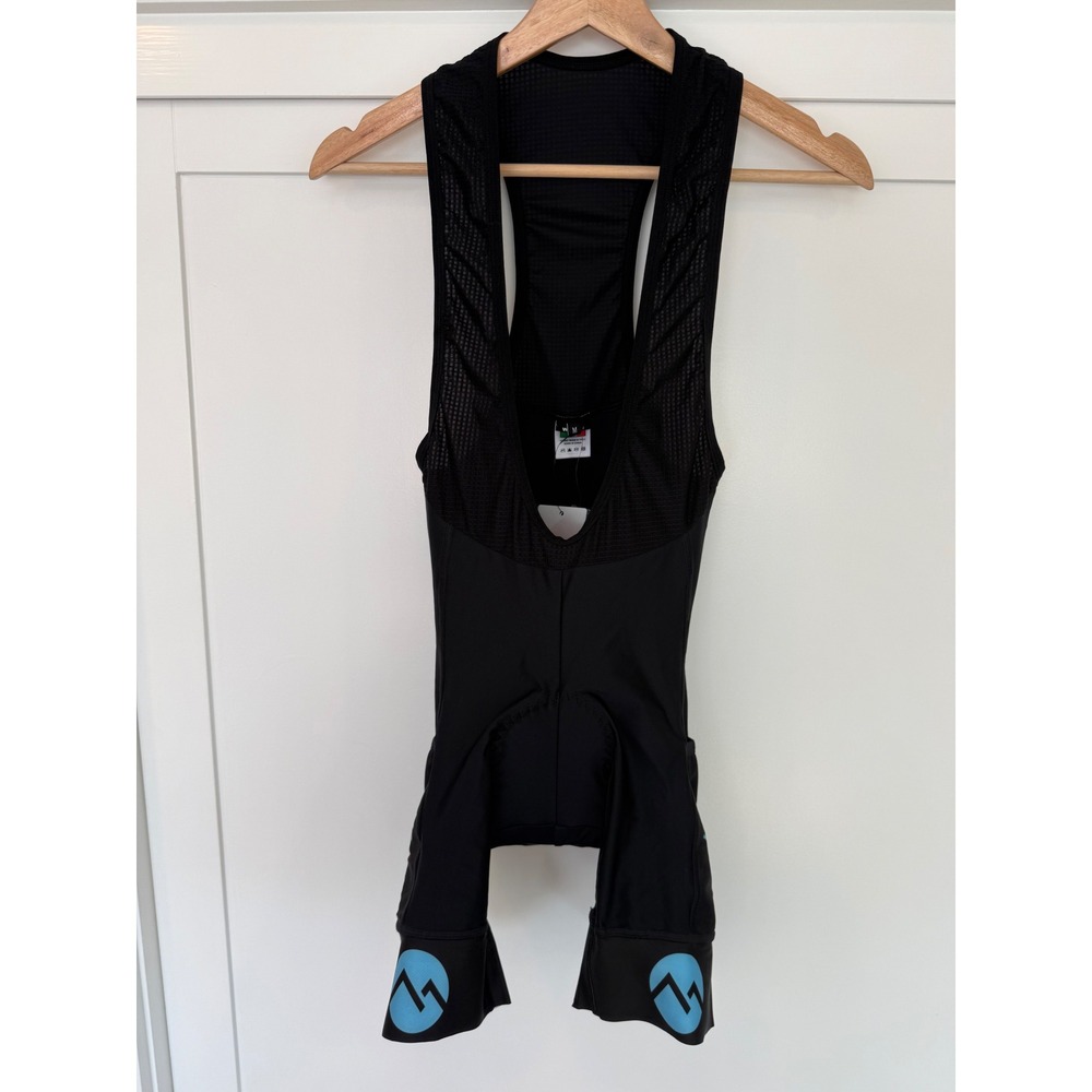 Beach Riders Women's Cycling Bib Short Black Blue Italian Fabric TMF Pad NWT - M